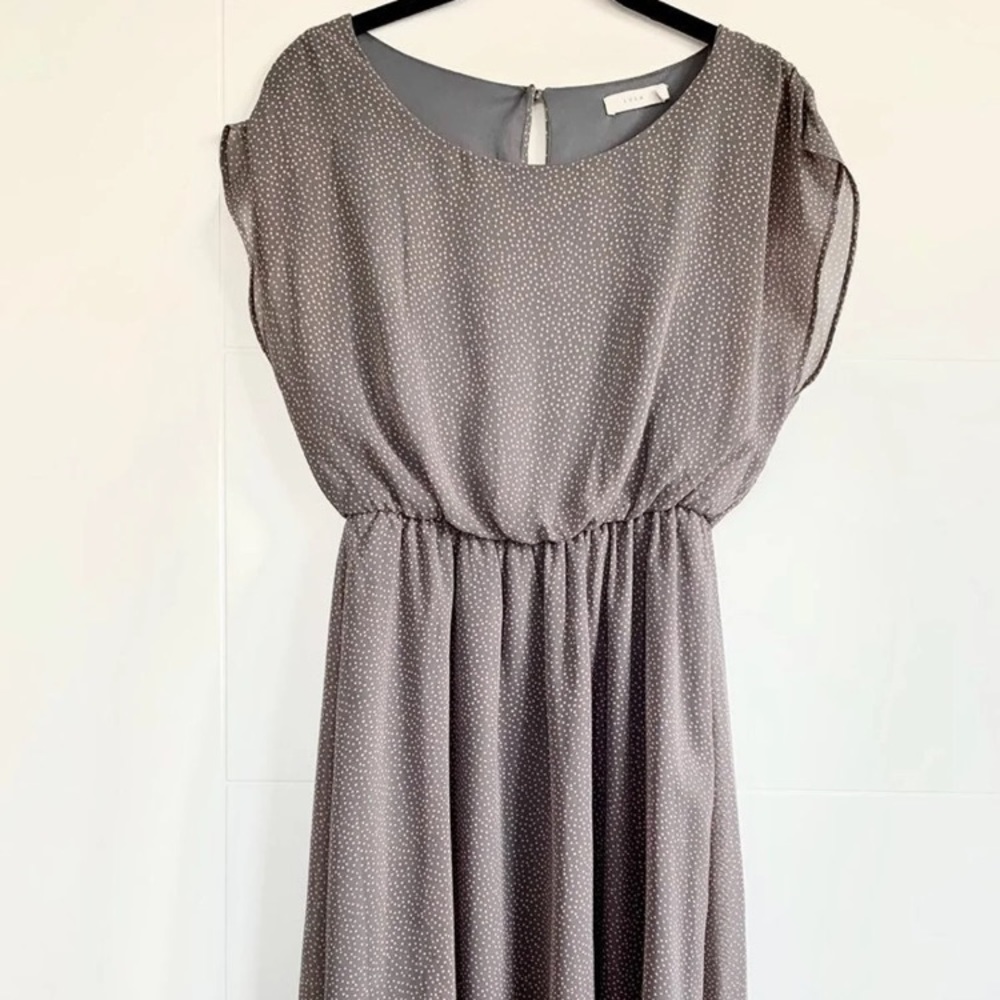 LUSH Casual Grey Summer Dress Small Polka dot
